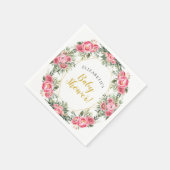 Rosa Goldpfingstrosen-Babyparty Serviette (Ecke)