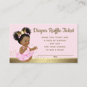 Rosa Goldprinzessin Diaper Raffle Tickets Begleitkarte