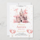 Rosa Goldprinzessin Geburtstagsparty Einladung (Vorderseite)