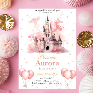 Rosa Goldprinzessin Geburtstagsparty Einladung