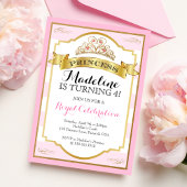 Rosa Goldprinzessin Kronprinzessin Birthday Einladung