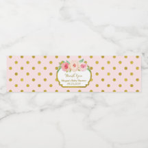 Rosa Goldpunkte Baby Shower Wasserflaschenetikett