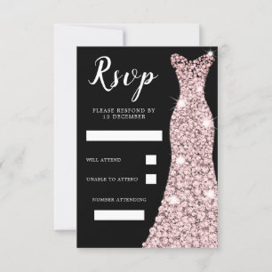 Rosa Goldrosé Kleid Geburtstagsfeier Hochzeit Schw RSVP Karte