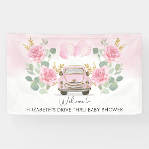 Rosa Goldrosen Drive By Baby Shower Willkommenssch Banner