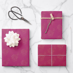 Rosa Goldrosen Floral Geschenkpapier Set