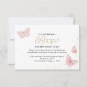 Rosa Goldschmetterling Brautparty Rezept Anfrage Einladung (Vorderseite)