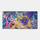 Rosa Goldschmetterling Swirl Monogramm flüssig Abs Schreibtischunterlage (Vorderseite)