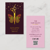 Rosa Goldschmetterlingsalon Visitenkarte (Vorne/Hinten)
