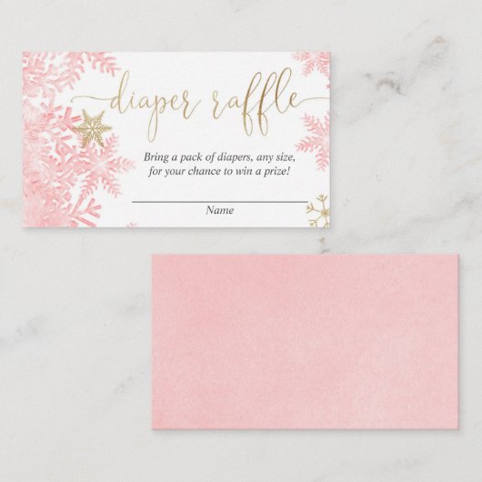 Rosa Goldschneeflocke Girl Duschdusche Windelpreis Begleitkarte (Vorne/Hinten)