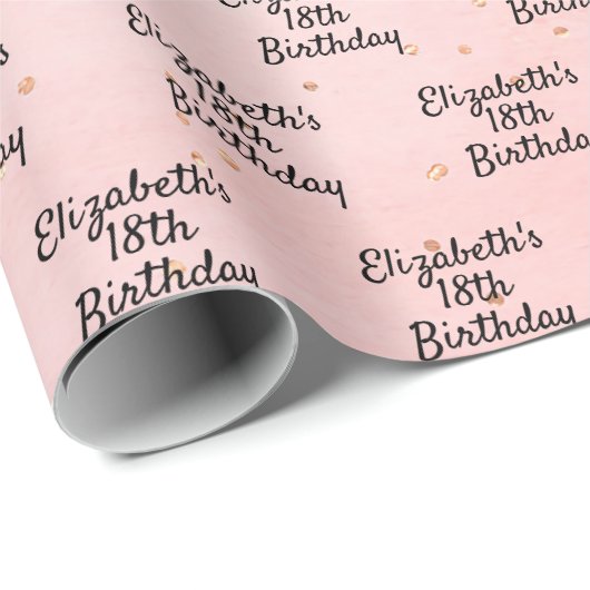 Rosa-Goldschrift Geschenkpapier (Rolleneckpunkt)