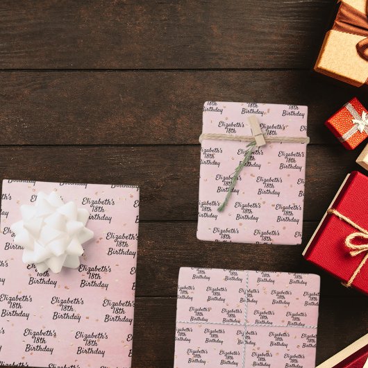 Rosa-Goldschrift Geschenkpapier Set