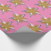 Rosa Goldsilber Stern-Packpapier Geschenkpapier (Ecke)