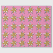 Rosa Goldsilber Stern-Packpapier Geschenkpapier (Flach)