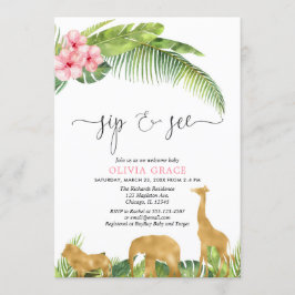 Rosa Goldsippe und Blick Safari Dschungel treffen  Einladung