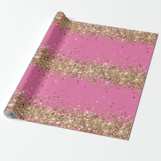 Rosa-Goldsparkle-Glitzer Geschenkpapier (Ungerollt)