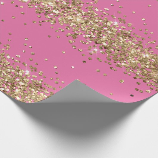 Rosa-Goldsparkle-Glitzer Geschenkpapier (Ecke)