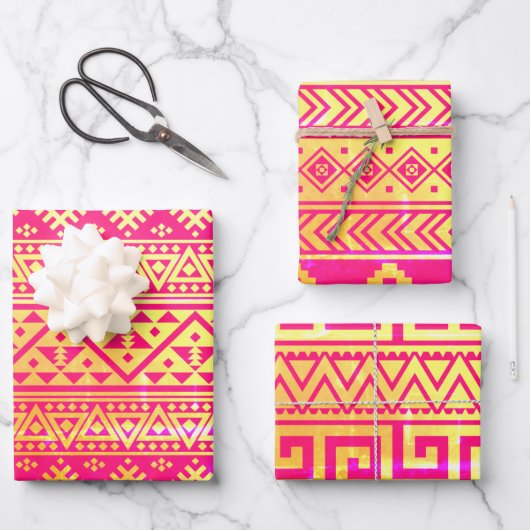 Rosa Goldstämme Geschenkpapier Set (Vorderseite)