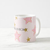 Rosa Goldsterne leuchten hell Kaffeetasse (VorderseiteRechts)