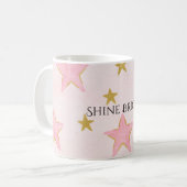 Rosa Goldsterne leuchten hell Kaffeetasse (Vorderseite Links)