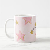 Rosa Goldsterne leuchten hell Kaffeetasse (Links)