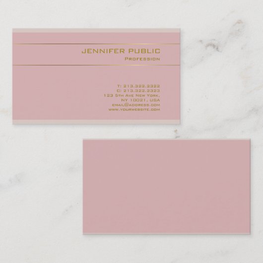 Rosa Goldtext-Auslese-Schablonen-erstklassiges Visitenkarte (Vorne/Hinten)