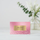 Rosa Goldtexturen Marmorskarte Visitenkarte (Stehend Vorderseite)