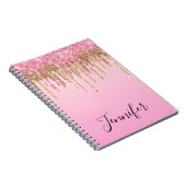 Rosa goldtropfende Glitzer personalisiert minimal Notizblock (Rechte Seite)
