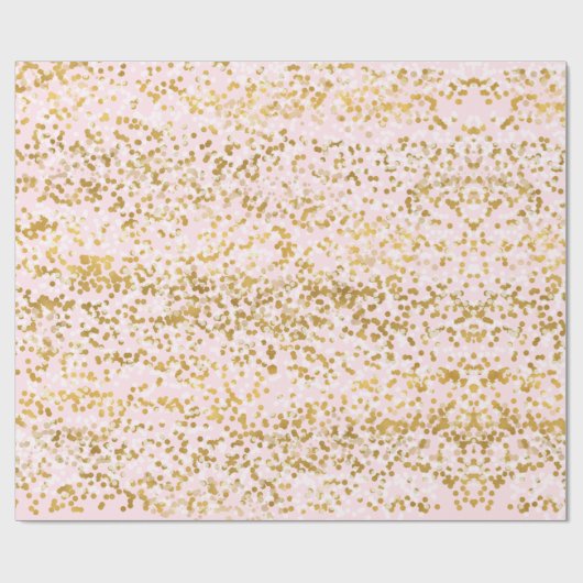 Rosa GoldweißConfetti Geschenkpapier (Flach)