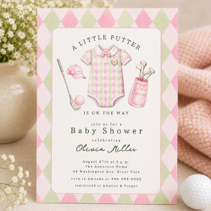 Rosa Golf-Baby-Party-Einladung Einladung
