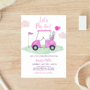 Rosa Golf-Baby-Shower-Party Mädchen Einladung