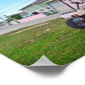 Rosa Golf Cart auf den Bahamas Poster (Ecke)