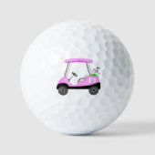 Rosa Golf Cart mit Monogramm Golfball (Vorderseite)