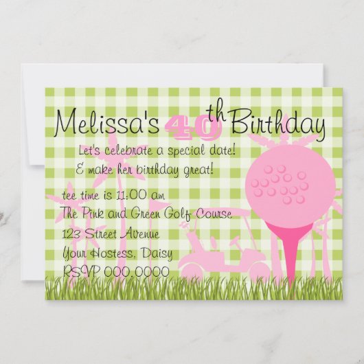 Rosa Golf Datum Einladung (Vorderseite)