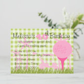 Rosa Golf Datum Einladung (Stehend Vorderseite)