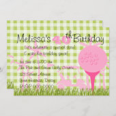 Rosa Golf Datum Einladung (Vorne/Hinten)