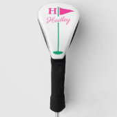 Rosa Golf Flaggen Monogramm Name Headcover (Vorderseite)