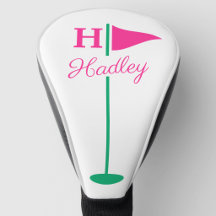 Rosa Golf Flaggen Monogramm Name