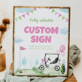 Rosa Golf Geburtstagsparty Tafel Sign Poster