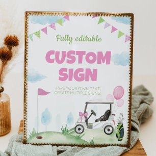 Rosa Golf Geburtstagsparty Tafel Sign Poster