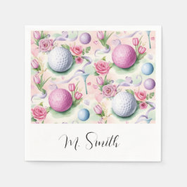 Rosa Golf mit Blume zum Muttertag Serviette