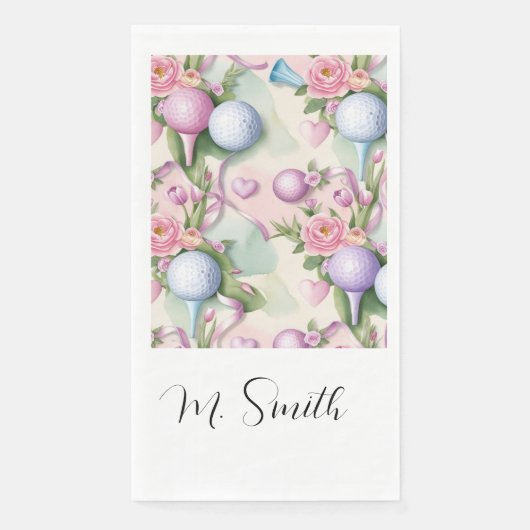 Rosa Golf mit Blume zum Muttertag Serviette (Vorderseite)