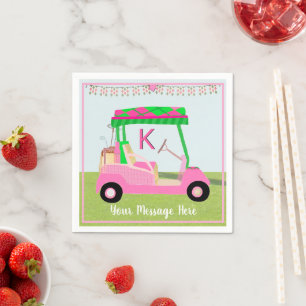 Rosa Golf Monogram für die Geburtstagsruhe von Fra Serviette