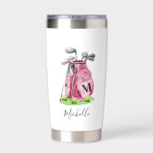 Rosa Golf Monogramm Thermobecher (Rückseite)