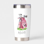 Rosa Golf Monogramm Thermobecher (Vorderseite)