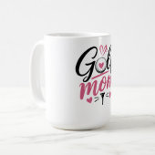 Rosa Golf-Mutter-Herzball-Kalligrafie Kaffeetasse (Vorderseite Links)