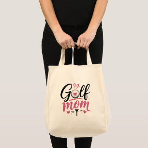 Rosa Golf-Mutter-Herzball-Kalligrafie Tragetasche