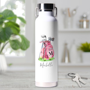 Rosa Golf Name Monogramm Trinkflasche