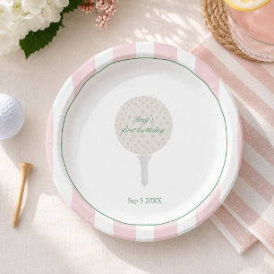 Rosa Golf Par-tee-Papierteller Pappteller