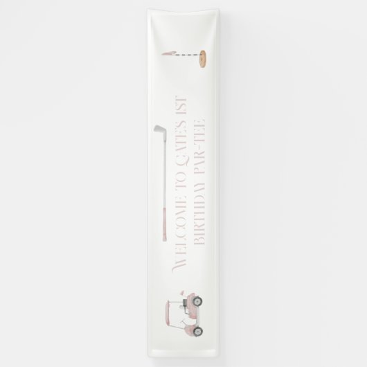 Rosa Golf-Thema Begrüßung Geburtstag Banner (Vertikal)