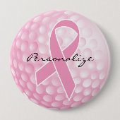 Rosa Golfball - Krebs-Unterstützung Button (Vorderseite)